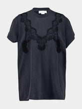 Stella McCartney Washed Black Lace Detail Relaxed T-Shirt