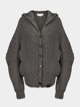 Dark Grey Melange Chunky Ribbed Hooded Cardigan