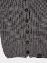 Stella McCartney Dark Grey Melange Chunky Ribbed Hooded Cardigan