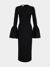 Stella McCartney Black Knitted Midi Dress with Flared Sleeves