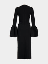 Stella McCartney Black Knitted Midi Dress with Flared Sleeves