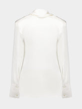 Stella McCartney White Tasseled Draped Silk Blouse