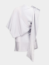 Stella McCartney Pearl Blue Asymmetric Tie-Neck Top