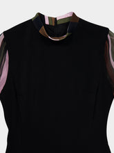 Pucci Black Cady Mini Dress with Printed Sleeves