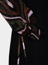 Pucci Black Cady Mini Dress with Printed Sleeves