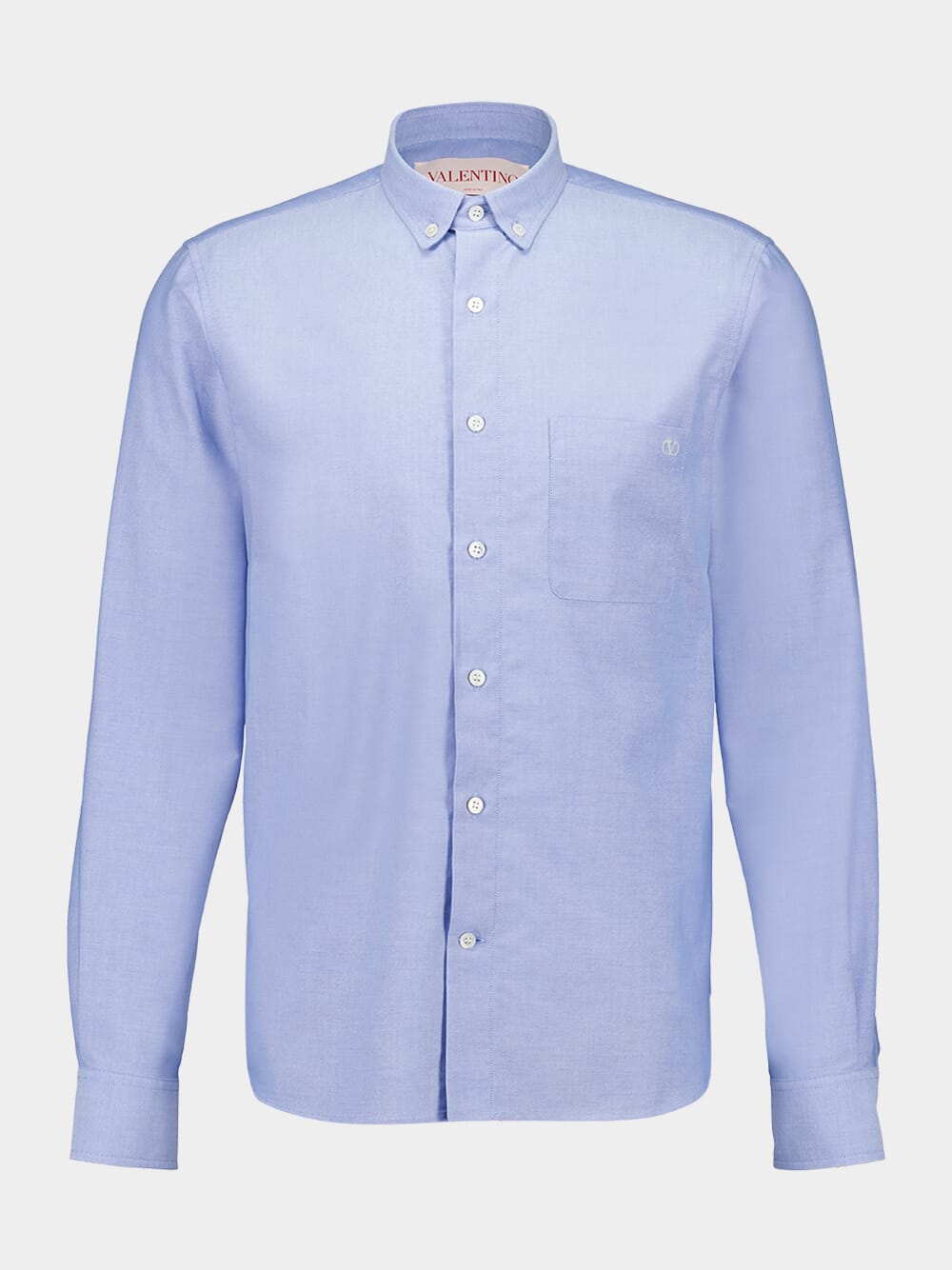 Sky Blue VLogo Embroidered Cotton Shirt