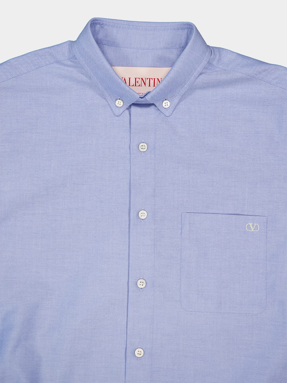 Sky Blue VLogo Embroidered Cotton Shirt