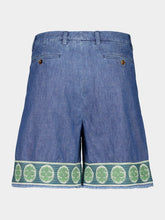 Valentino Garavani Denim Bermuda Shorts with Jacquard Hem
