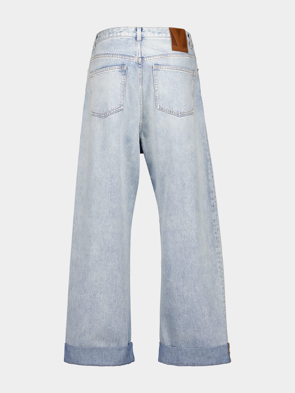 Blue Denim Logo Patch Straight Leg Jeans