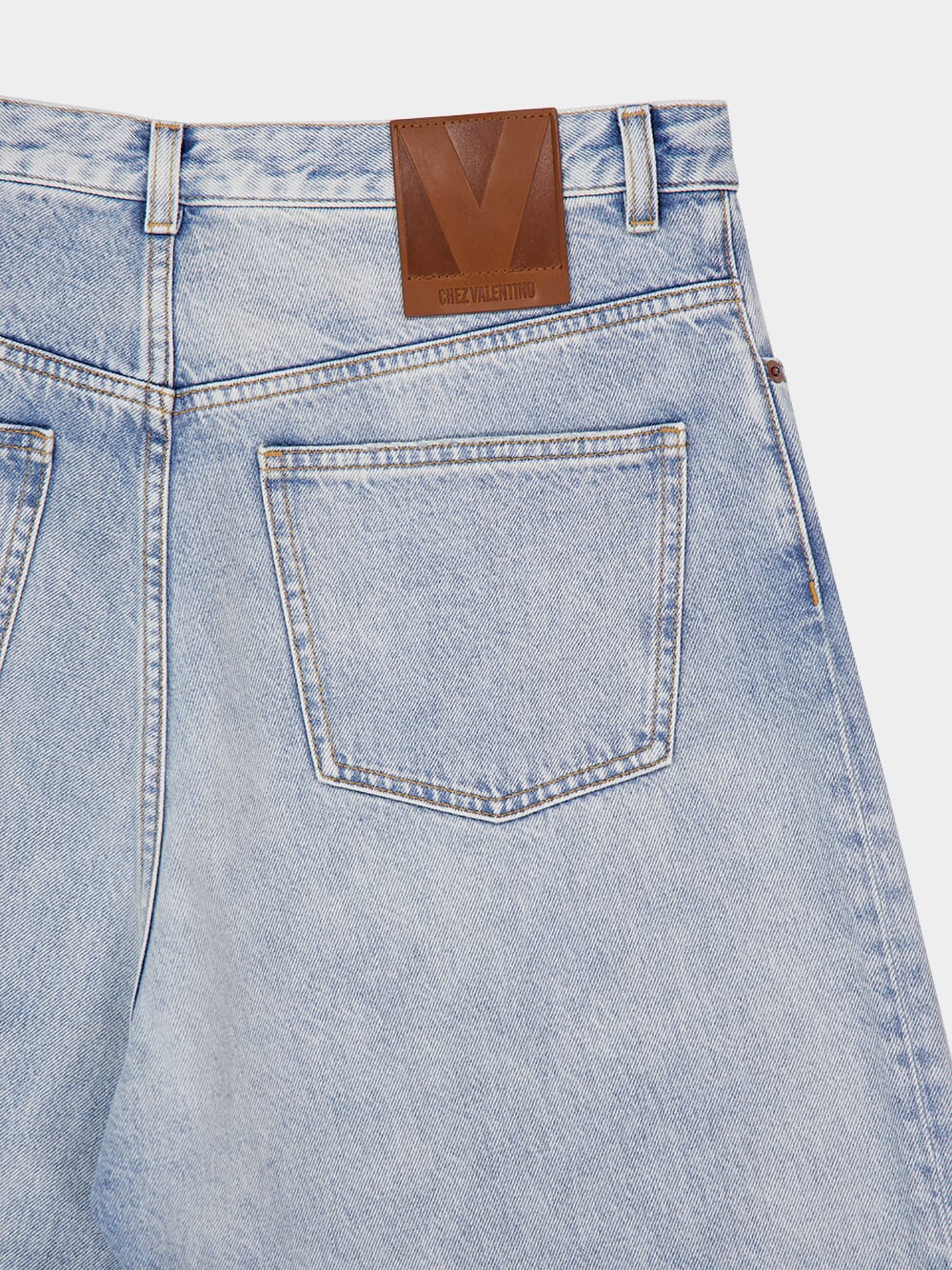 Blue Denim Logo Patch Straight Leg Jeans