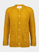 Valentino Garavani Ochre Yellow Mohair Wool Loose-Fit Cardigan