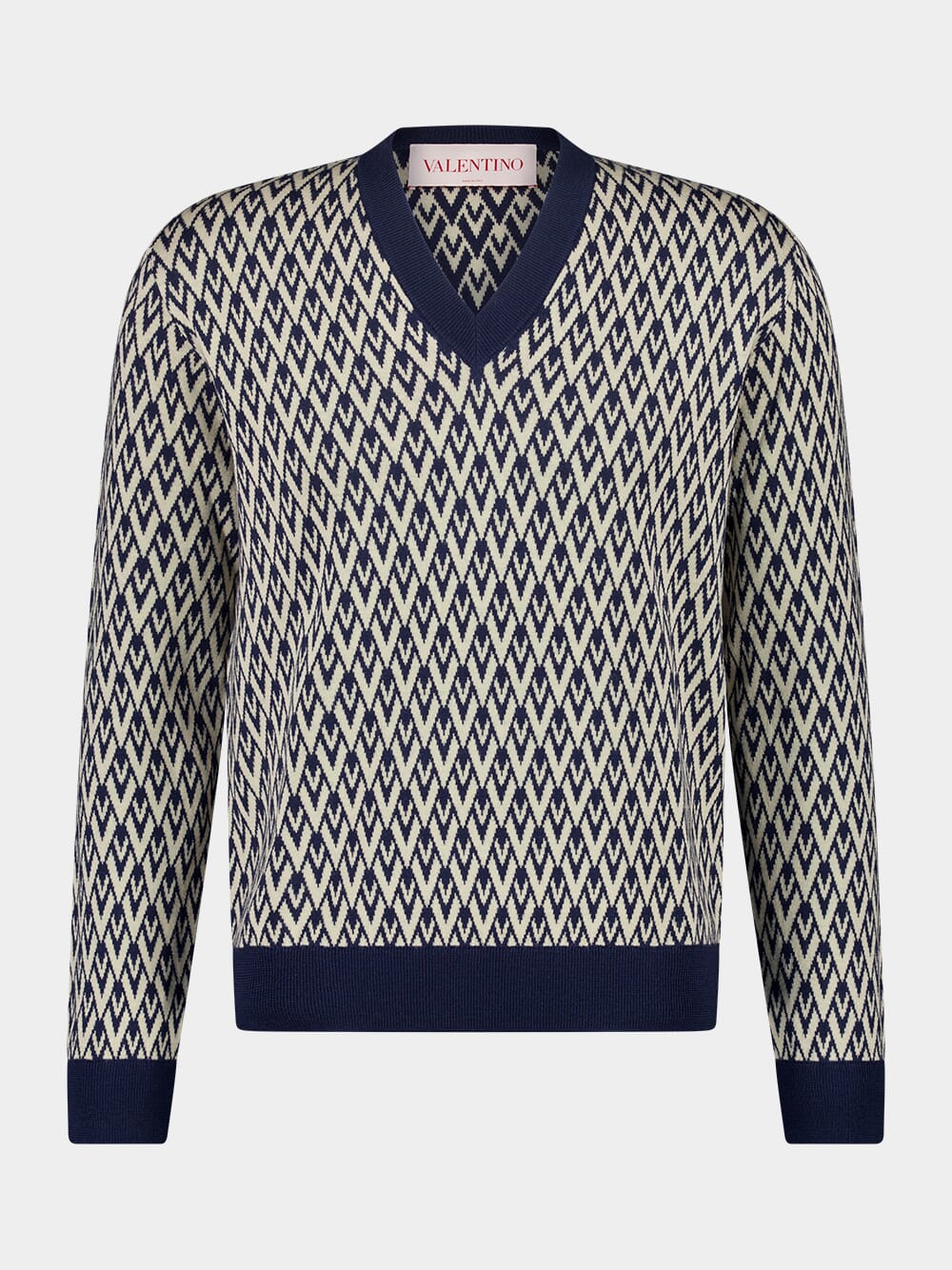 Wool Jumper with Toute la V Jacquard