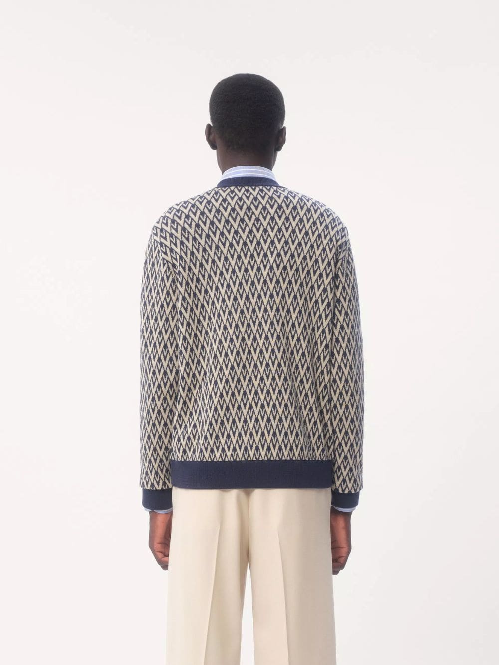 Wool Jumper with Toute la V Jacquard