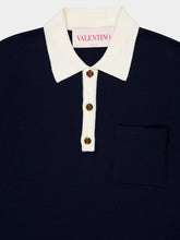 Valentino Garavani Indigo Long-Sleeved Cotton Polo Shirt