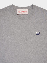 Valentino Garavani Grey Cotton T-Shirt with VLogo Patch