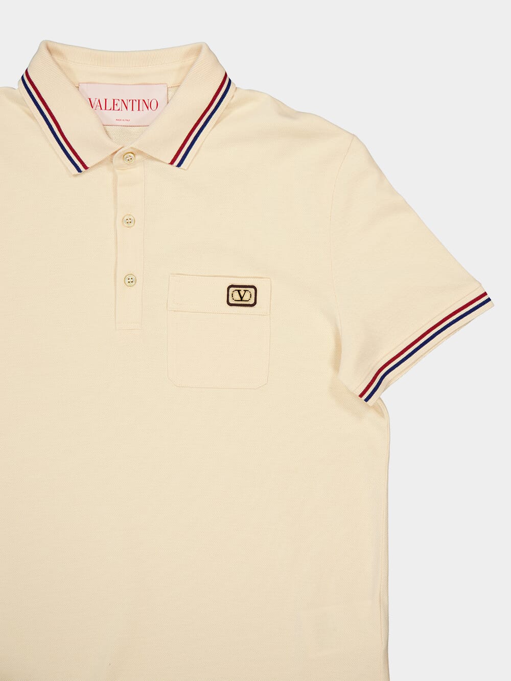 Cream Embroidered Dreamatic Cotton Polo Shirt