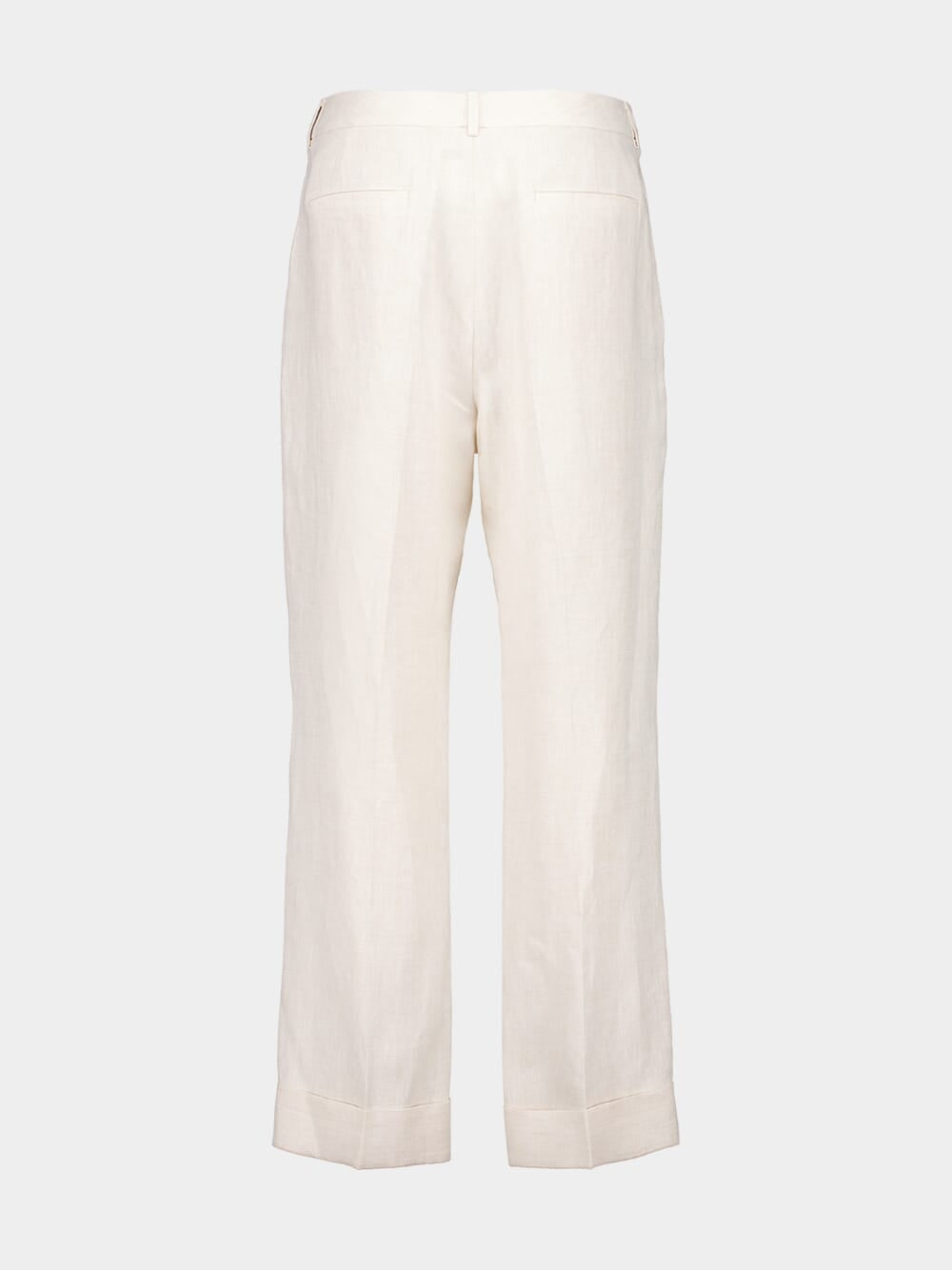 Ivory Classic Fit Linen Trousers