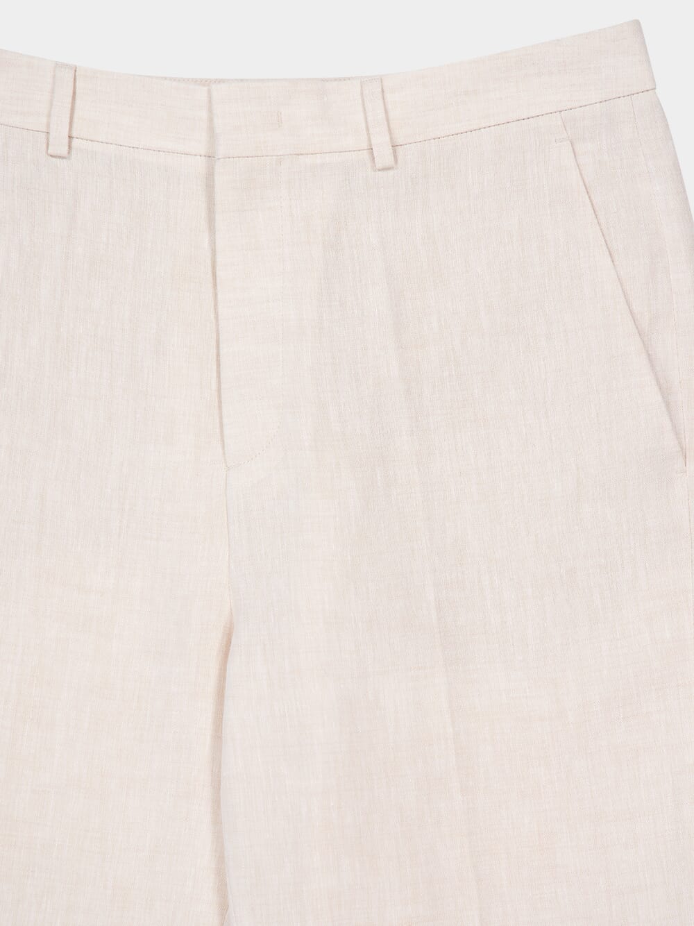 Ivory Classic Fit Linen Trousers