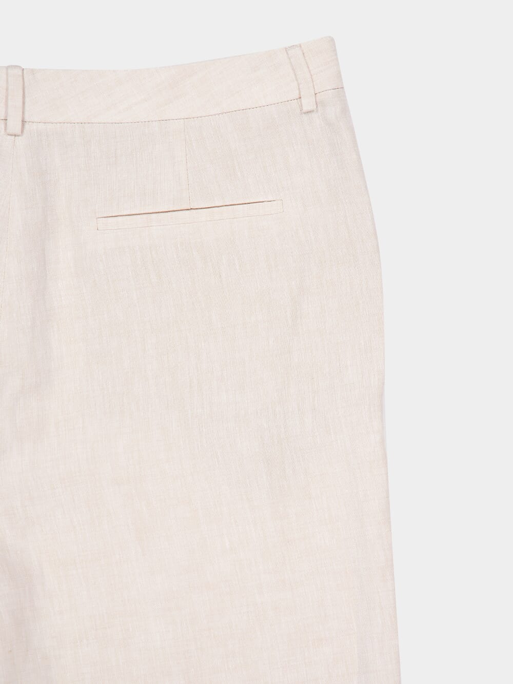 Ivory Classic Fit Linen Trousers