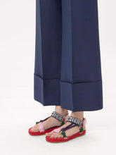 Valentino Garavani Red Lake Powell Sandal with Grape Embroidery