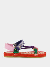 Valentino Garavani Red Lake Powell Sandal with Grape Embroidery