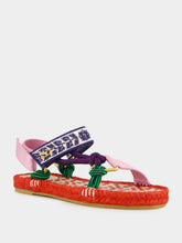 Valentino Garavani Red Lake Powell Sandal with Grape Embroidery