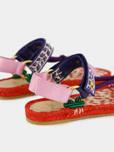 Valentino Garavani Red Lake Powell Sandal with Grape Embroidery