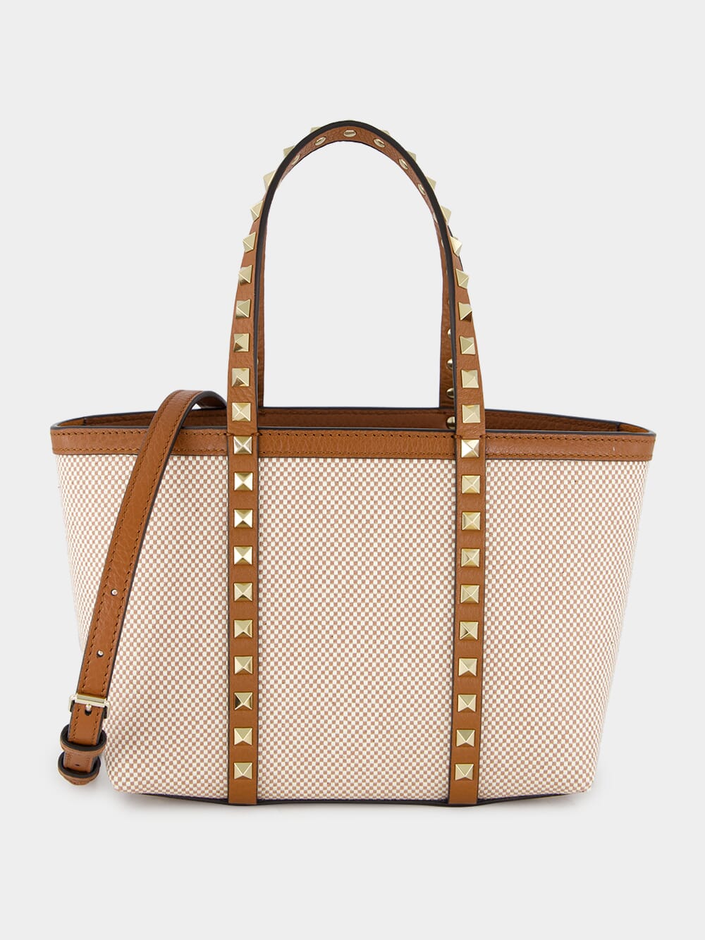 Natural Rockstud Canvas Tote Bag