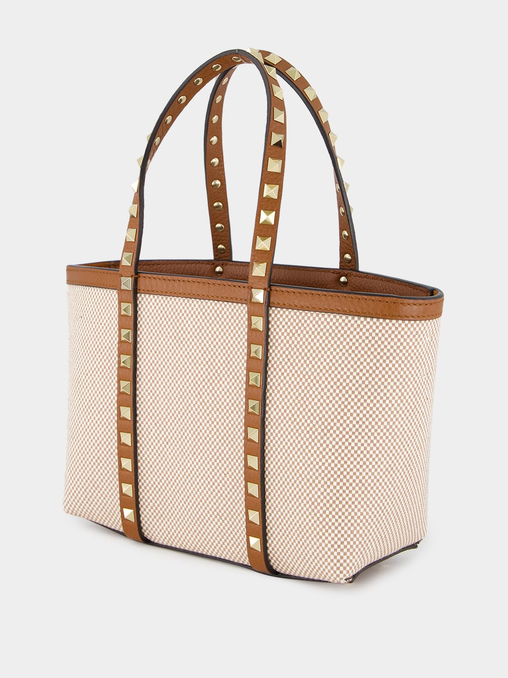 Natural Rockstud Canvas Tote Bag