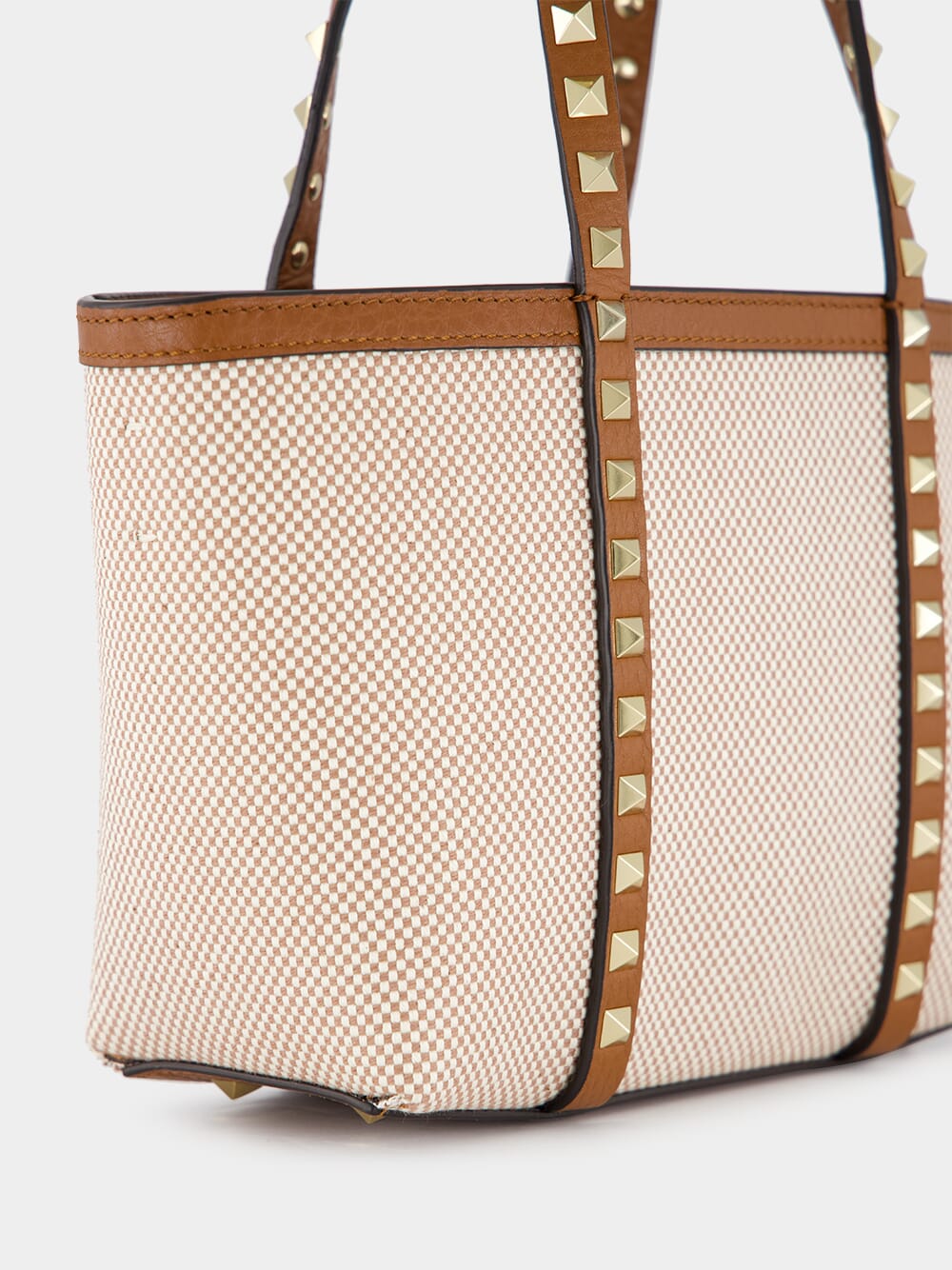 Natural Rockstud Canvas Tote Bag