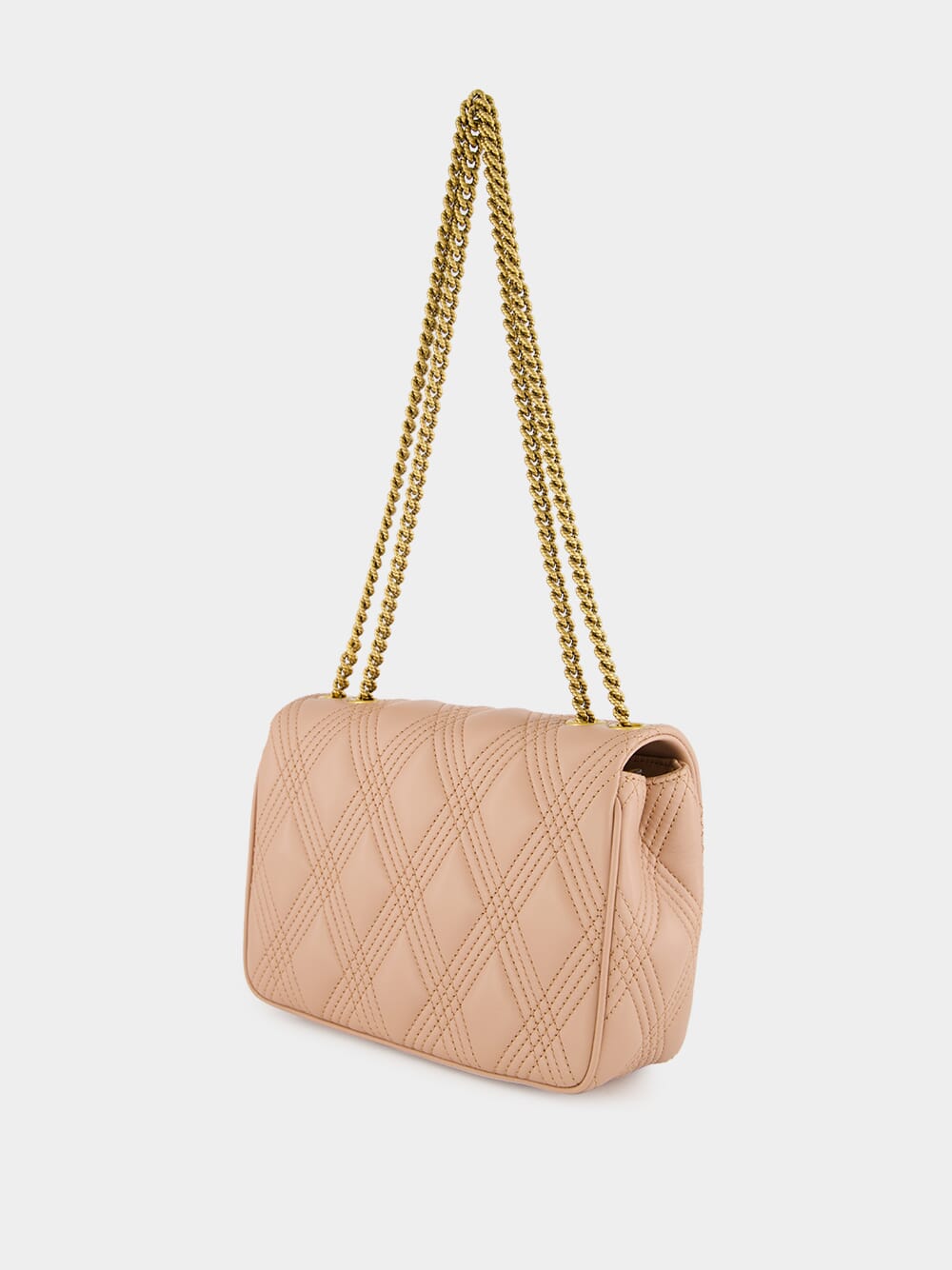 Beige Quilted Nappa Leather Shoulder Bag