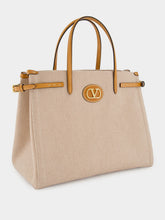 Valentino Garavani Natural and Tobacco Canvas Shopping Bag