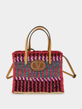 Valentino Garavani Small Crochet Raffia Tote Bag with VLogo