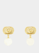 Valentino Garavani Black and Gold Ovalette Pearl Earrings