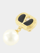 Valentino Garavani Black and Gold Ovalette Pearl Earrings
