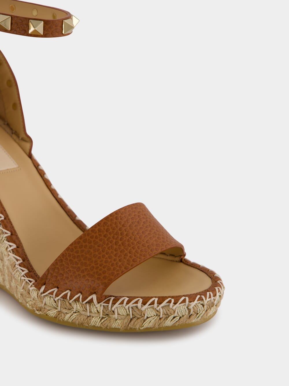 Camel Double Rockstud Wedge Sandals