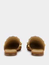 Copper Brown Suede Flat Slippers with Rockstuds | PDP - Fashion Clinic