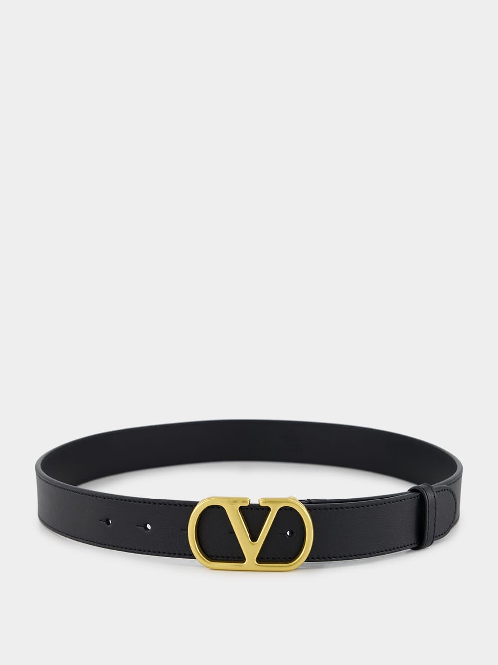 Black VLogo Signature Belt in Shiny Calfskin