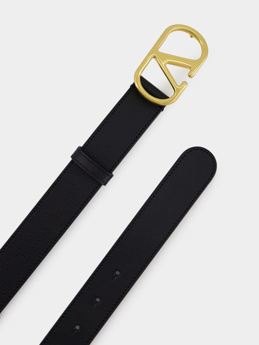 Black VLogo Signature Belt in Shiny Calfskin