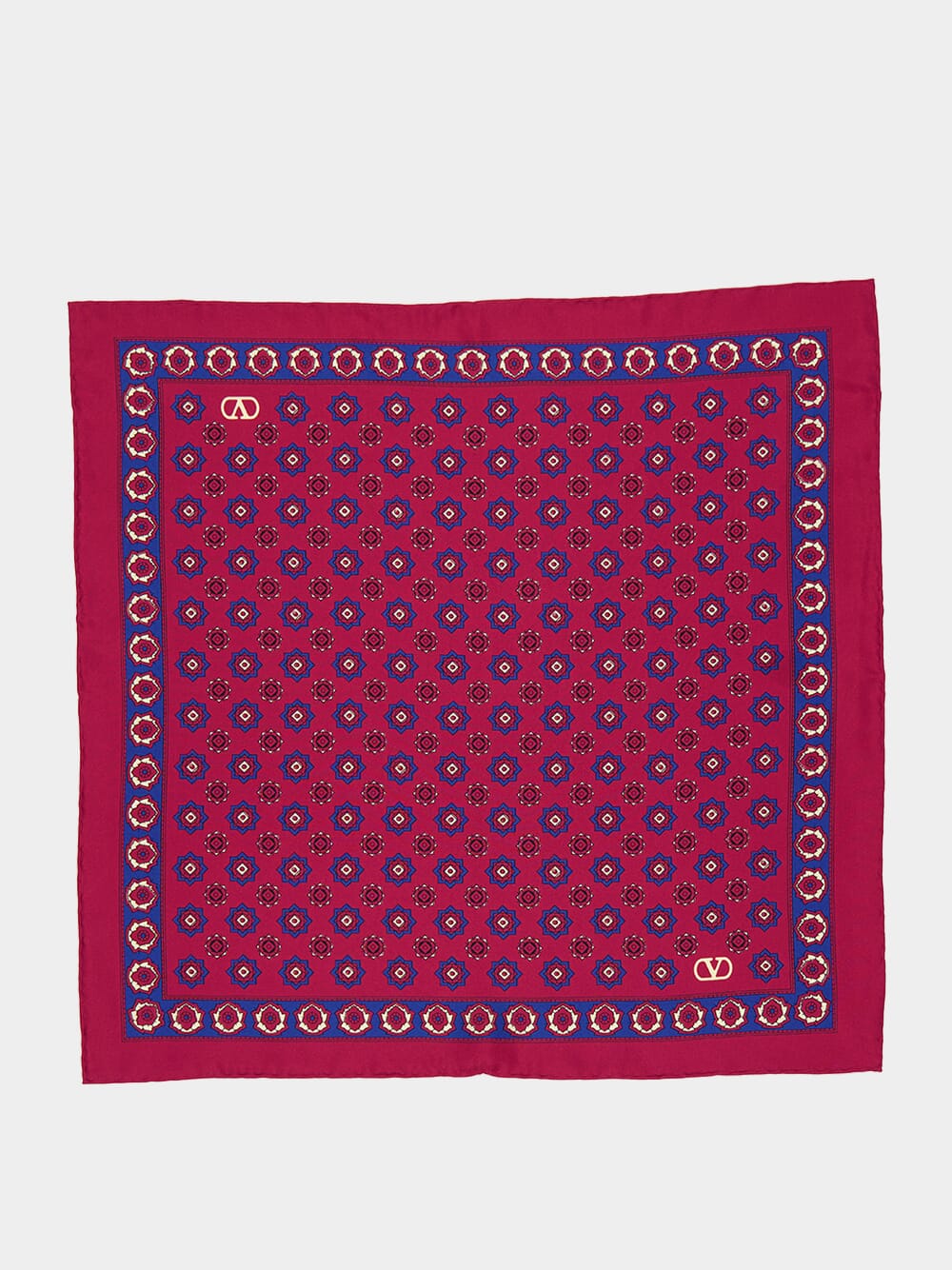 Bordeaux Geometric Print Silk Foulard