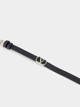 Valentino Garavani Black VLogo Leather Bracelet