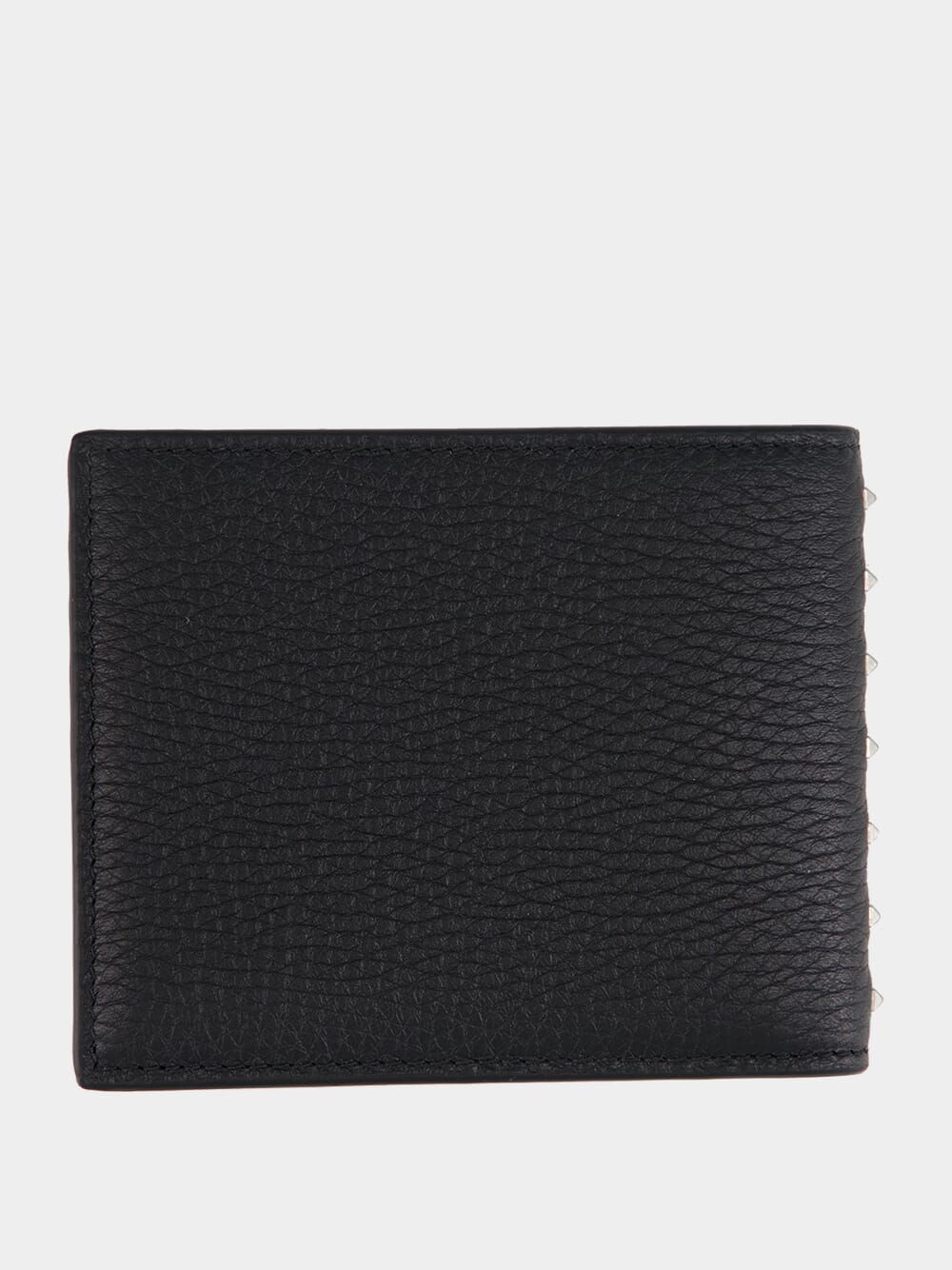 Black Rockstud Grainy Leather Wallet