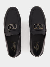 Valentino Garavani Black Leather Loafers with Logo