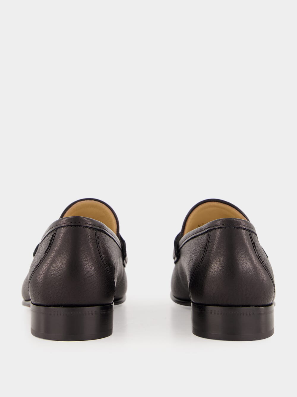 Brass Logo Black Leather Loafers