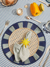 Coro Cora Navy and Sky Blue Round Iraca Palm Twist Placemat