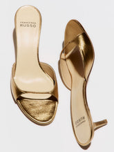 Francesco Russo Old Gold Laminated Nappa Leather Mules