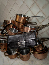 Fendi Black Baguette Crackled Leather Shoulder Bag