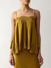 Zimmermann Chartreuse Clash Silk Satin Lace Camisole