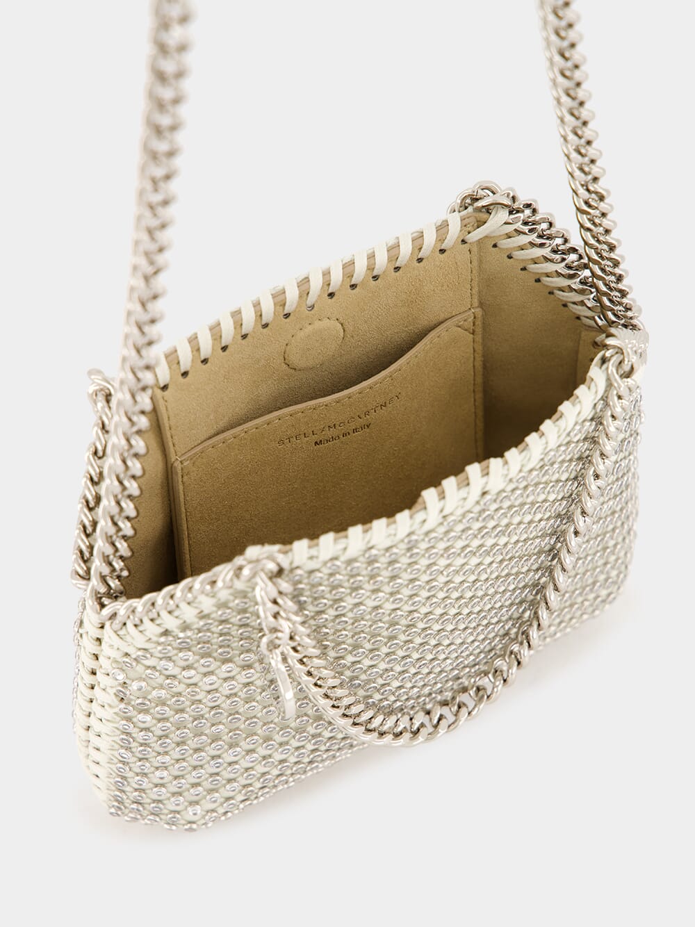 Oyster Crystal Mesh Mini Falabella Tote Bag