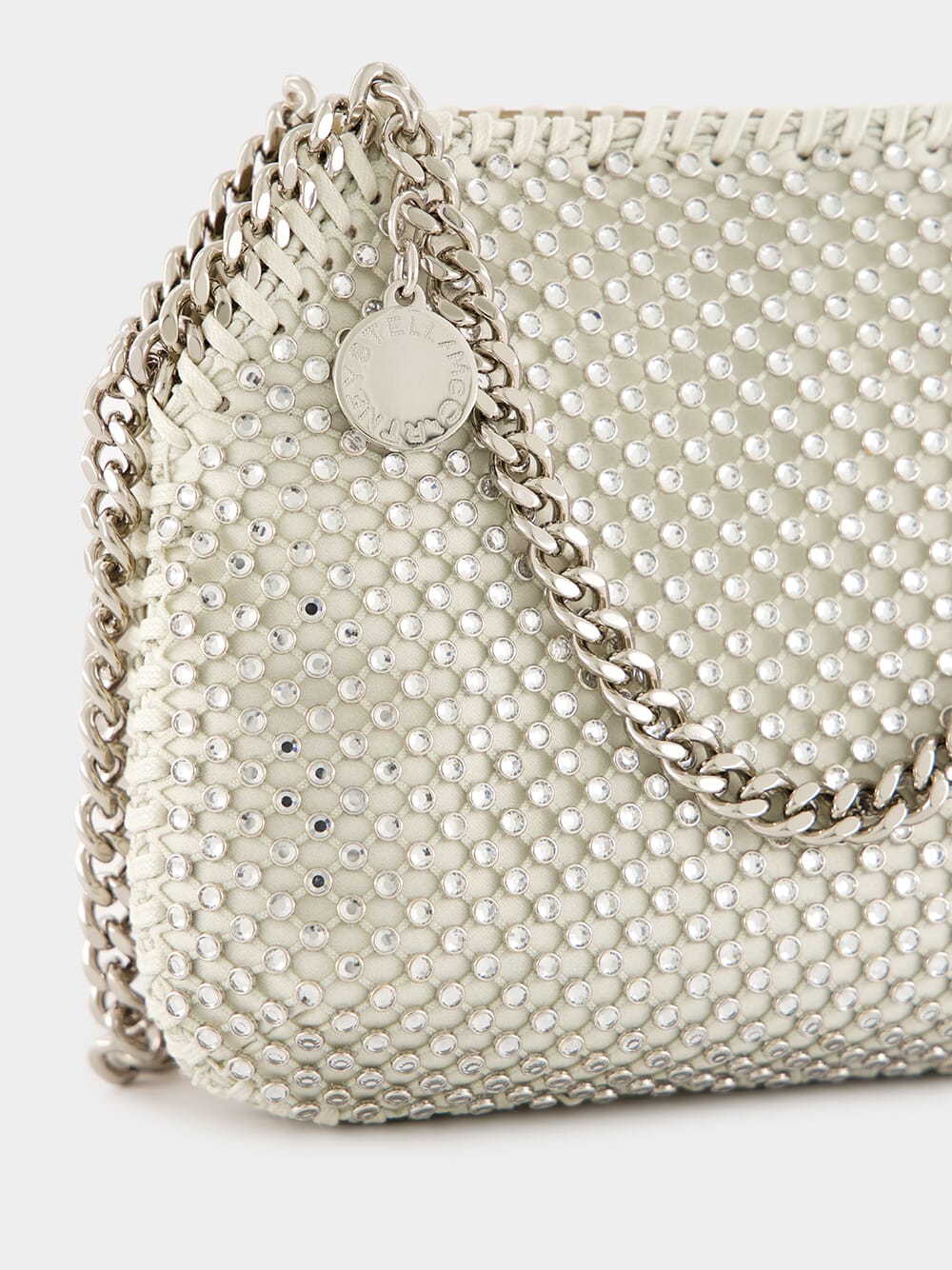 Oyster Crystal Mesh Mini Falabella Tote Bag